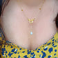 Gold Bow Tie Pearl Drop Y Necklace Vintage Romantic Jewelry