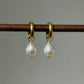 White Baroque Pearl Hoop Earrings Simple Elegant Drop Jewelry