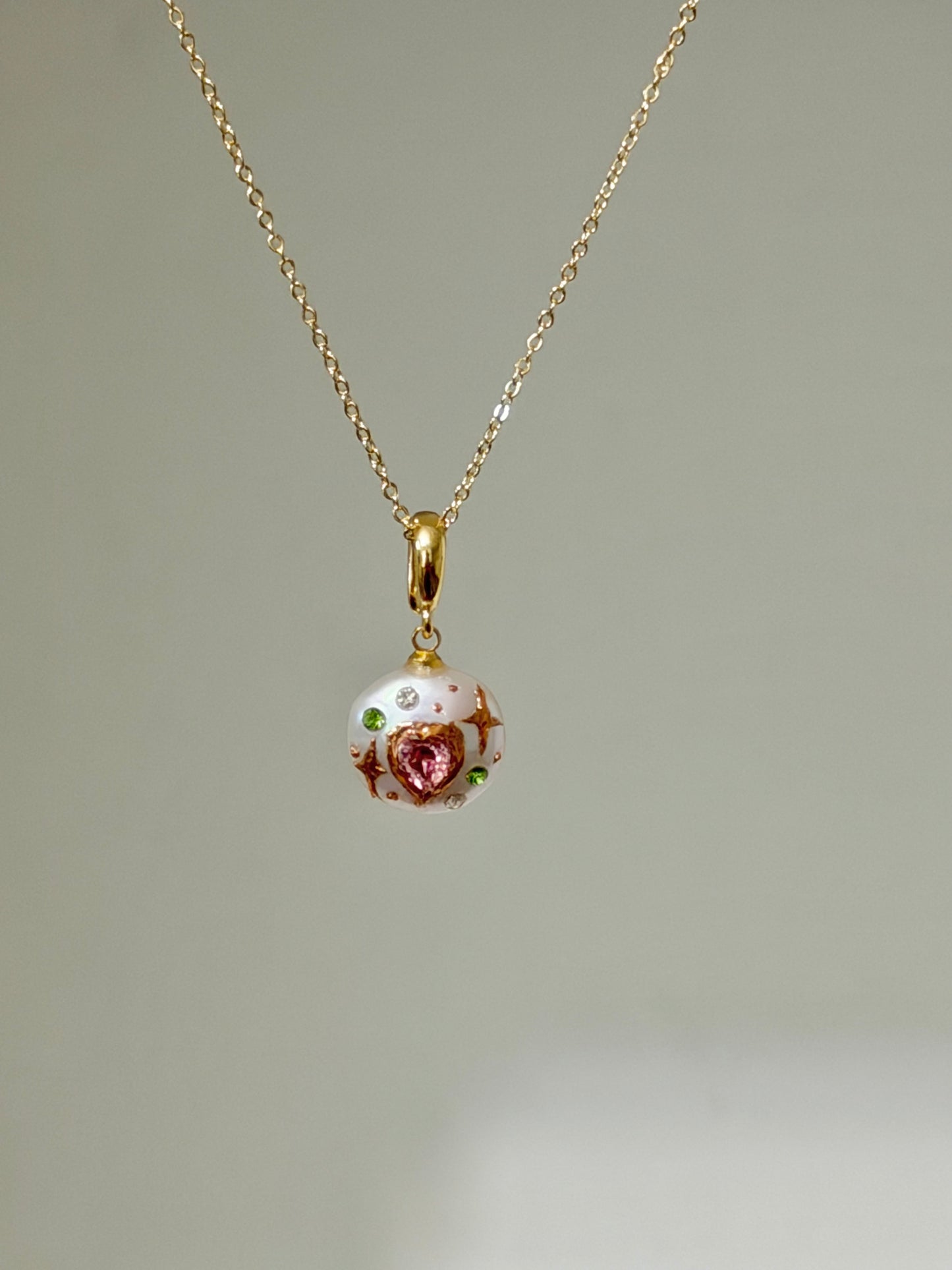 Baroque Pearl Heart Pendant Necklace Fairycore Coquette Jewelry