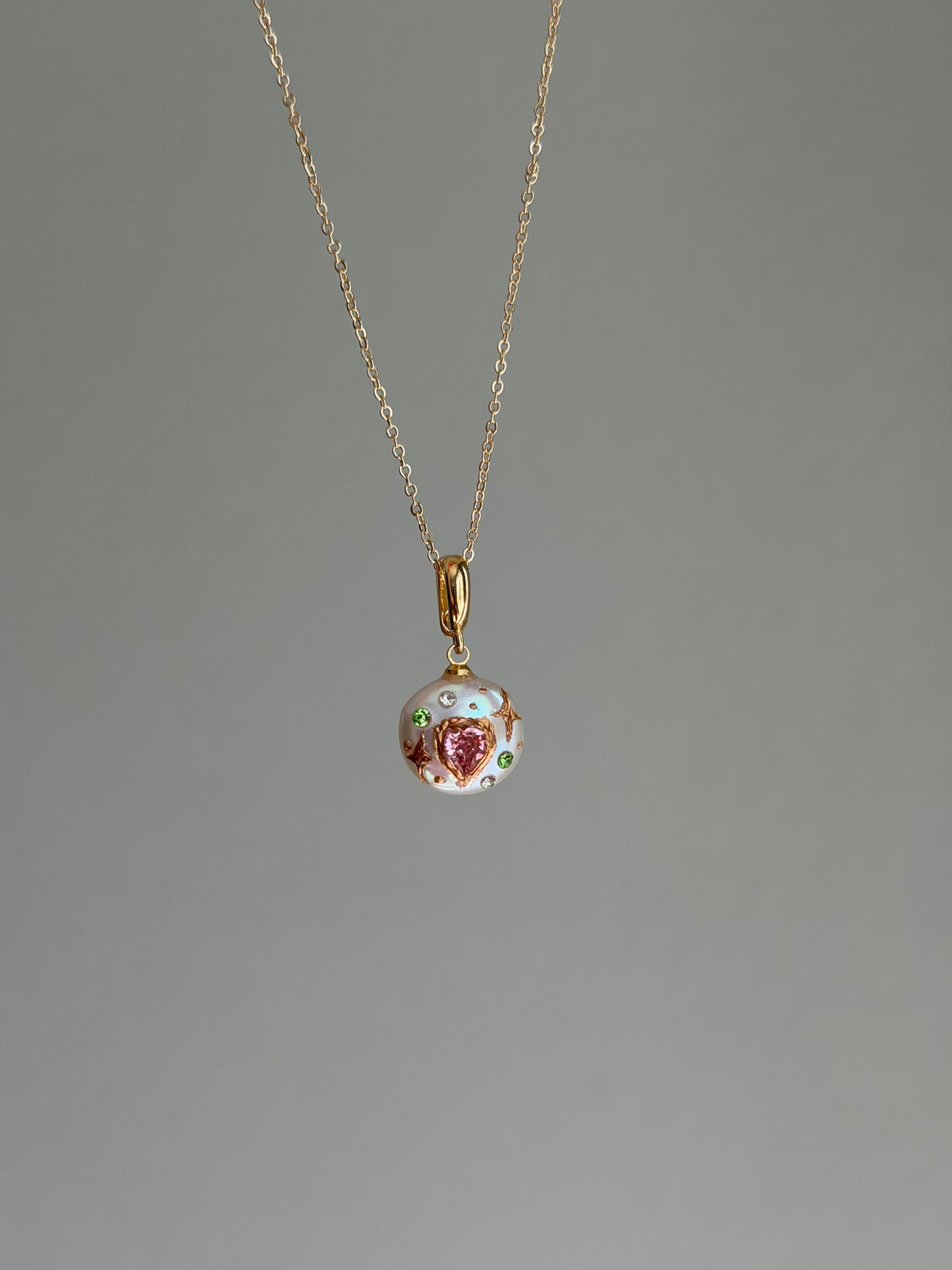 Baroque Pearl Heart Pendant Necklace Fairycore Coquette Jewelry