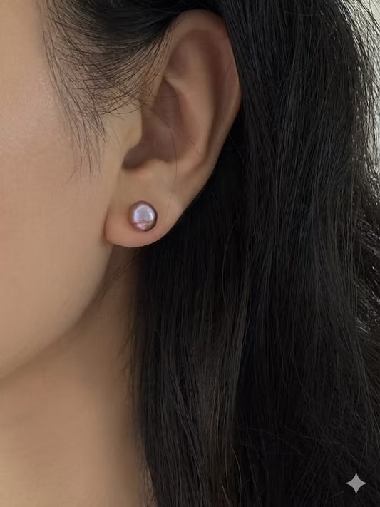 Dusty Rose Baroque Pearl Stud Earrings Romantic Cottagecore Jewelry