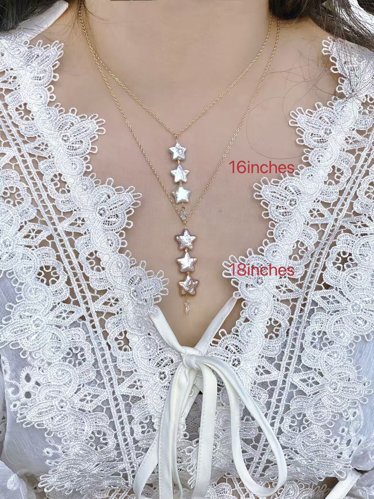Baroque Star Pearl Necklace Celestial Dainty Choker Jewelry