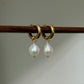 White Baroque Pearl Hoop Earrings Simple Elegant Drop Jewelry