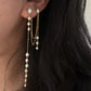 Extra Long Pearl Drop Earrings Asymmetric Gold Chain Dangles Earring