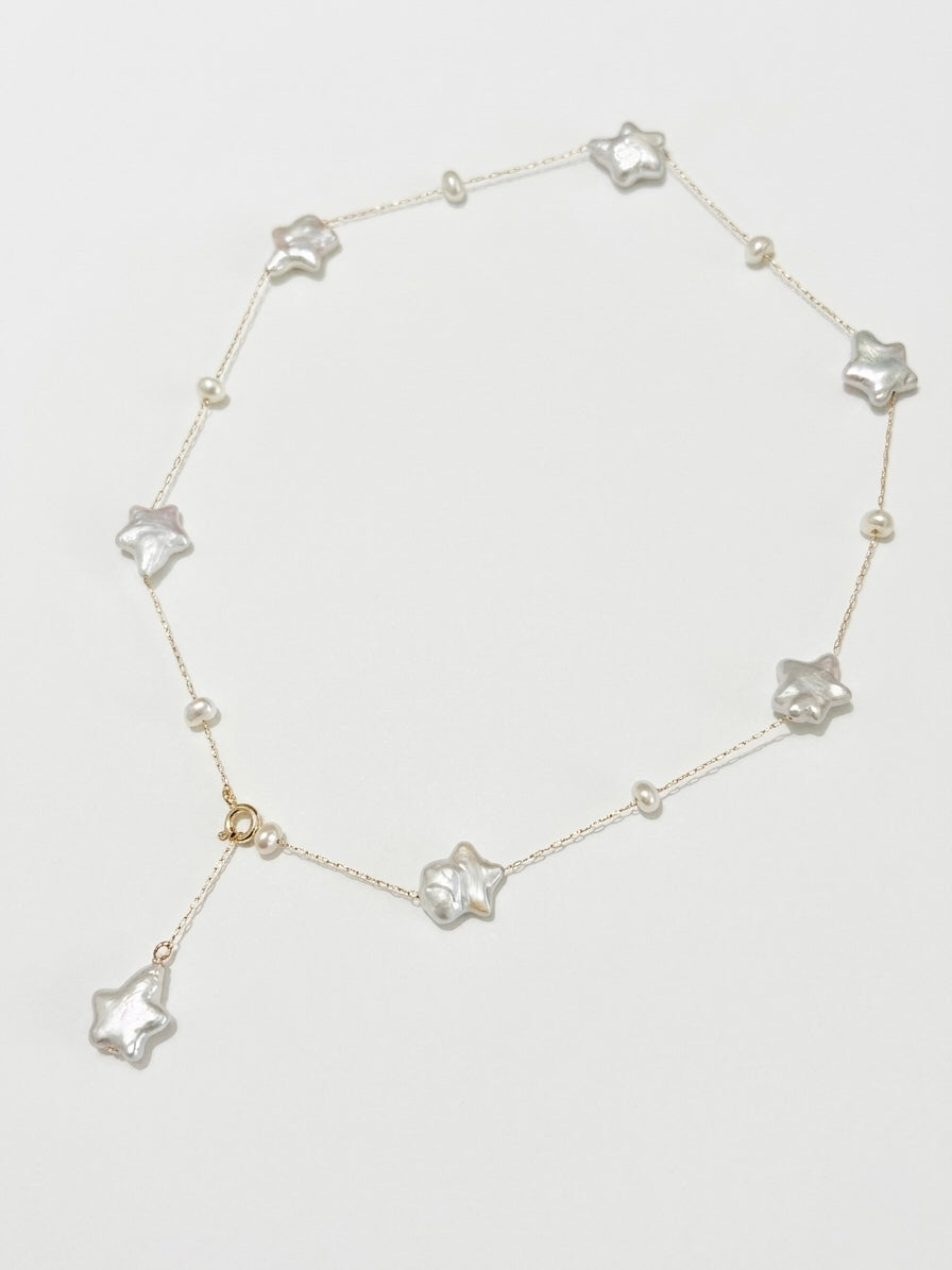 Star Baroque Pearl Choker Adjustable Y Necklace Celestial Jewelry