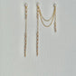 Extra Long Pearl Drop Earrings Asymmetric Gold Chain Dangles Earring