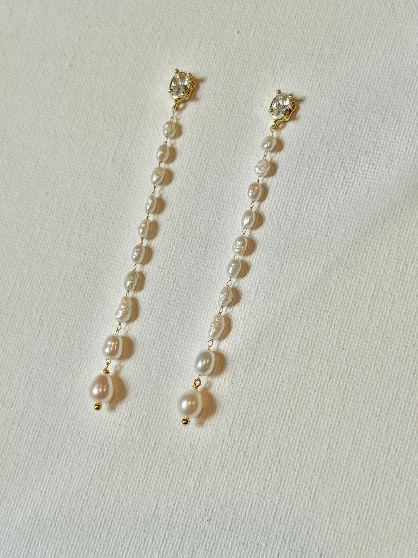 Baroque Pearl Long Drop Earrings, Graduated Freshwater Pearl Tassel Earrings