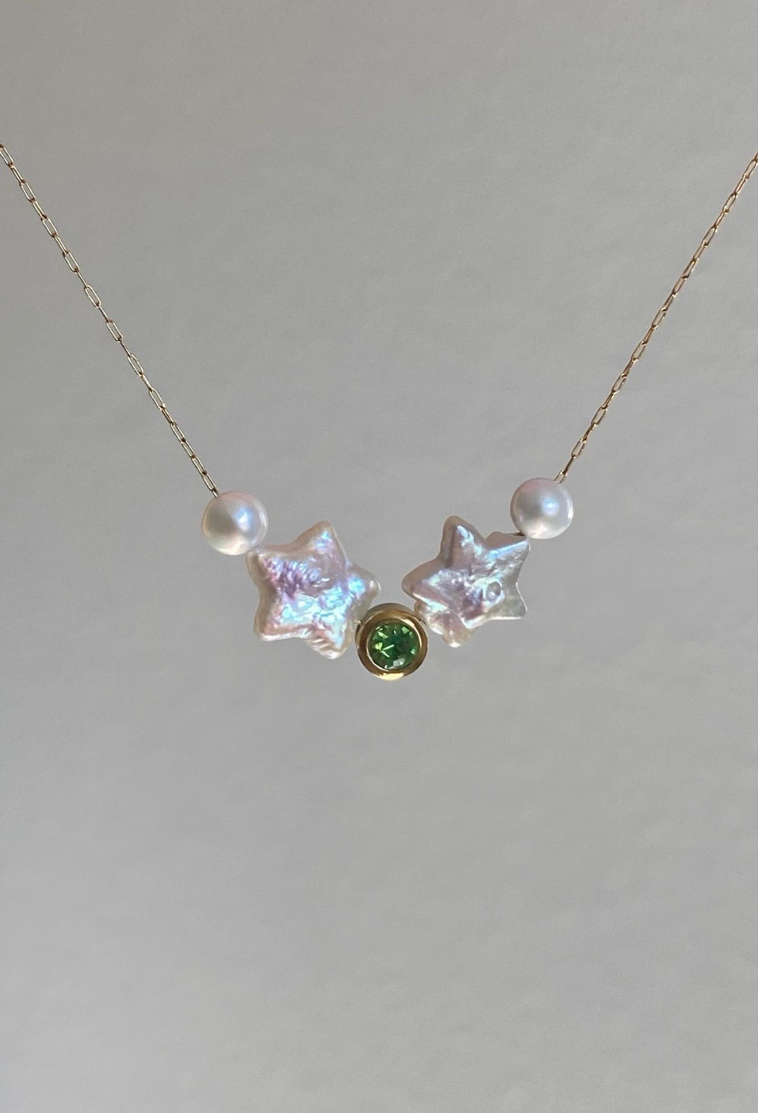 Custom Birthstone Star Baroque Pearl Choker Necklace for Women