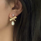 Heart Zirconia Bow Pearl Earrings Vintage Coquette Jewelry