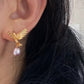 Gold Hummingbird Pearl Drop Earrings Nature Inspired Jewelry