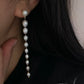 Graduated Pearl Line Earrings Long Minimalist Drop Jewelry