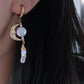 Handmade Natural Baroque Pearl Earrings - Celestial Sun Moon Star