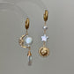 Handmade Natural Baroque Pearl Earrings - Celestial Sun Moon Star