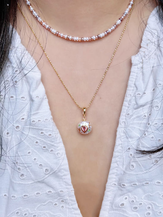Baroque Pearl Heart Pendant Necklace Fairycore Coquette Jewelry