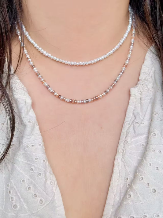 High Luster Multi Color White Baroque Pearl Choker Necklace