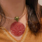 Natural Strawberry Quartz Hand Carved Hibiscus Peony Flower Pendant,gift for her,gift for mother