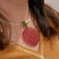 Natural Strawberry Quartz Hand Carved Hibiscus Peony Flower Pendant,gift for her,gift for mother