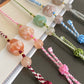 Natural hand carved flower agate,sakura agate,cherry blossom agate cat rope bracelet,self-grow and love