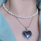 Natural High Rare Grade Purple Pink Sugilite Heart Shape  Mid-century Sterling Silver Pendant