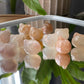 Natural sakura agate, flower agate hand carved kitty cat head beads bracelet,custom made