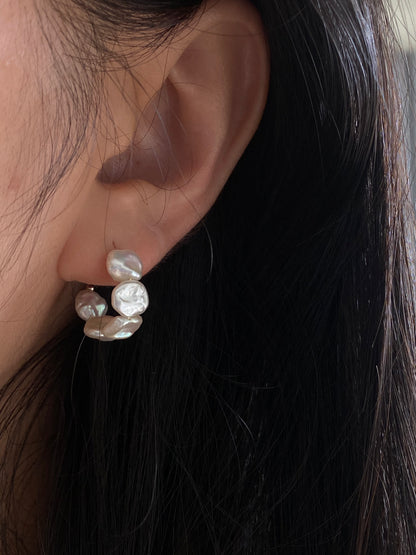 Aurora Keshi Pearl,grey blue luster  baroque dangle earring,gift for her,holiday gift