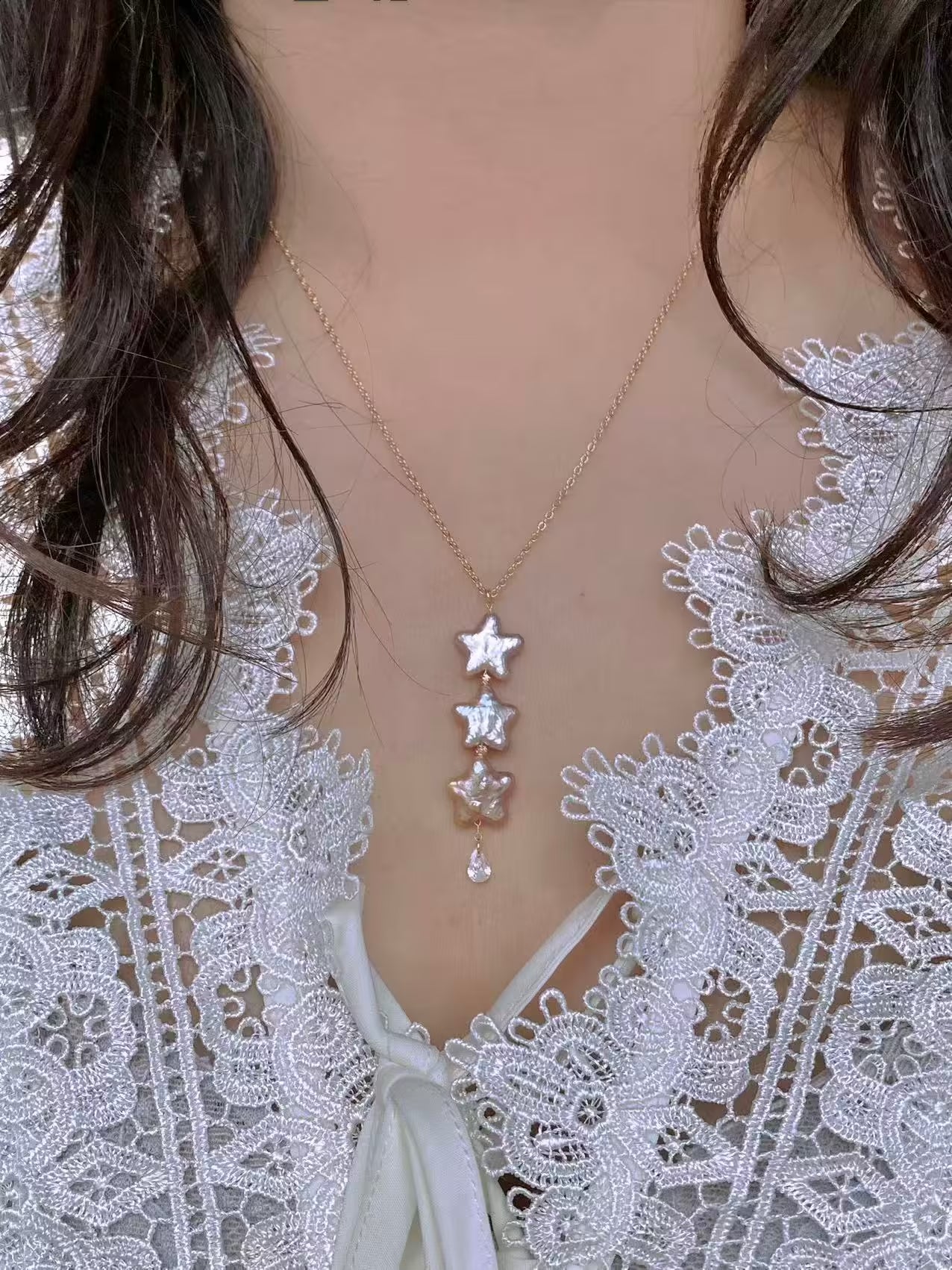 Baroque Star Pearl Necklace Celestial Dainty Choker Jewelry