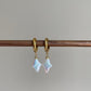 Baroque Pearl Cross Star Hoop Earrings – Four-Point Star Dangle, Gold Natural Pearl, Vintage Religious Bridal Jewelry