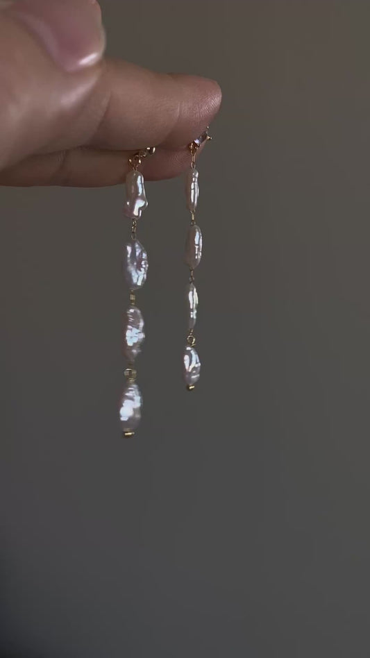 galaxy luster Keshi Pearl Tassel Earrings – Wedding & Bridesmaid Jewelry