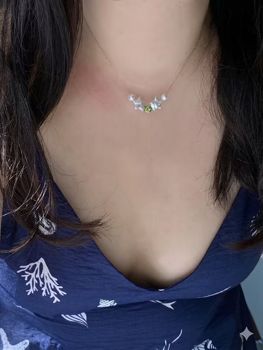 Custom Birthstone Star Baroque Pearl Choker Necklace for Women