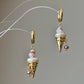 Ice Cream Pearl Drop Earrings Whimsical Gold Huggie Jewelry