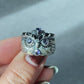 Hand made Natural Tanzanite and Black Spinel Sterling silver Owl big Ring adjustable size