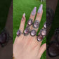 Natural Purple Lepidolite ,purple mica,Vintage style Oval shape ,Mid-century Adjustable Ring,Valentine's Day Gift,anniversary