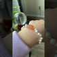 Natural Freshwater pearls with cuty bunny rabbit nanhong agate handmade Bracelet,gift for her