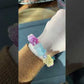 Natural Unicorn FLuorite Hand Craved  twin lotus flowers on one stalk,devoted married couple Beaded Bracelet, gift for her,Valentine's Day Gift
