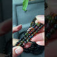 AAAA Grade Gradient Black rose Tourmaline smooth round beaded necklace include Blue 5mm+