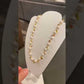 Natural Freshwater Pearl White round 8-9MM Baroque Pearls with rainbow colorful facted Crystal 14K gold Necklace