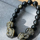 High Rare Grade Natural Golden Obsidian with Hand Craved Pixiu,Brave Troops Charm Bead bracelet, gift for him