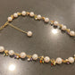 Natural Freshwater Pearl White round 8-9MM Baroque Pearls with rainbow colorful facted Crystal 14K gold Necklace
