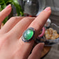 Green Mica LEPIDOLITE Crystal Vintage style Adjustable Ring big Oval Shape