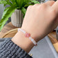 Natural four leaf clover Strawberry Quartz and Nanhong white agate Hanfu bracelet earring set