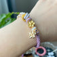Handmade Bracelet, peach flower, cherry blossom braided rope bracelet,gift for her,gift for him