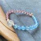 Natural High Grade Strawberry Quartz, Aquamarine,Rabbit hair Rutilated Quartz color block Two tone Butterfly Bracelet 6-7MM
