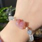 Natural Yanyuan Agate Cute Cat,white Crystal,Aquamarine,fresh Water Pearl Bracelet, gift for her, Valentine's Day Gift