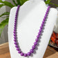 Rare High Grade Natural  Royal Purple Phosphosiderite Purple Mica Polished Smoothie Round Bead Necklace