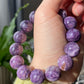 15mm Top Grade Genuine Natural High Grade Silk Shin Purple Charoite,Cat Eyes round Shape Beaded Bracelet