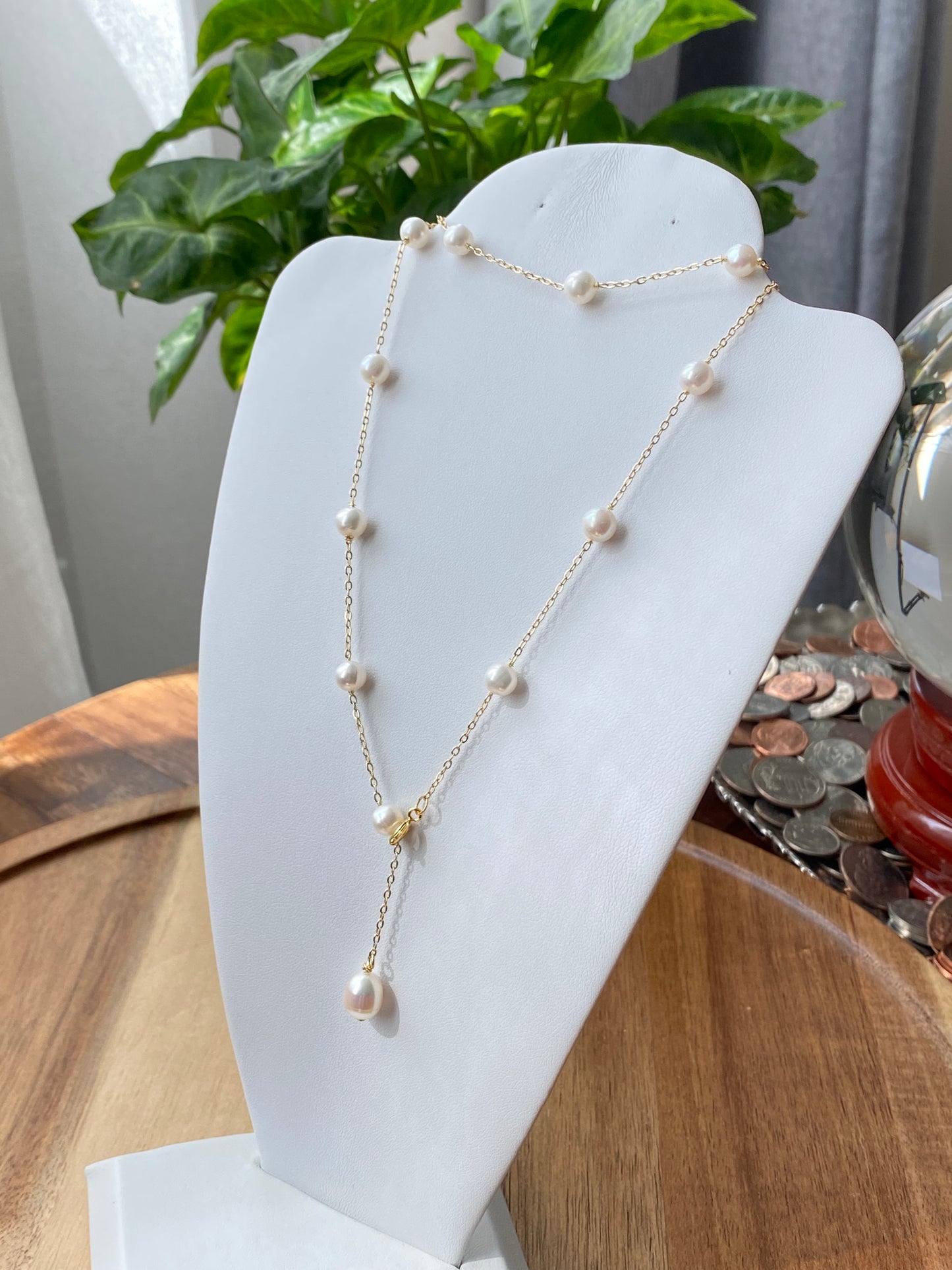 multiple way to wear natural fresh water pearls bead necklace Gypsophila necklack 14k gold filled