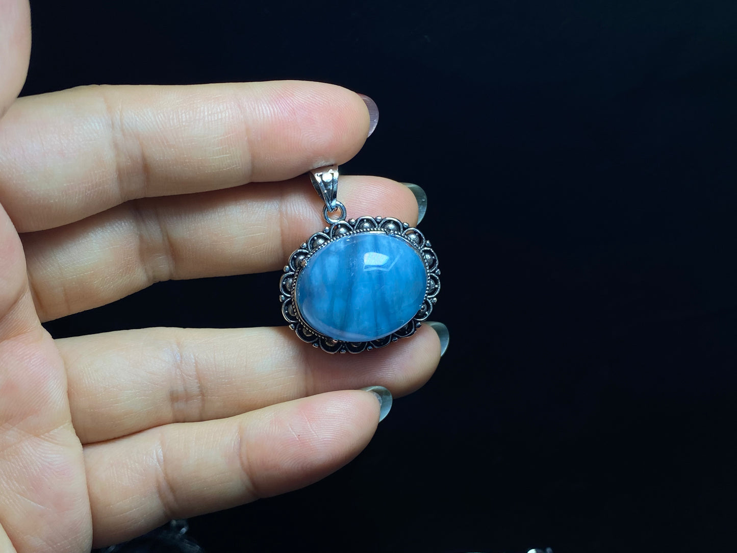 Nature Big Aquamarine Oval shape vintage setting pendant collar Boho Charm Necklace,March Birthstone