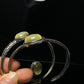 natural golden Lepidolite setting on Sterling silver vintage bangle bracelet
