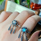 Vintage style Natural moonstone Blue Labradorite  Dreamcatcher Necklace and Ring set