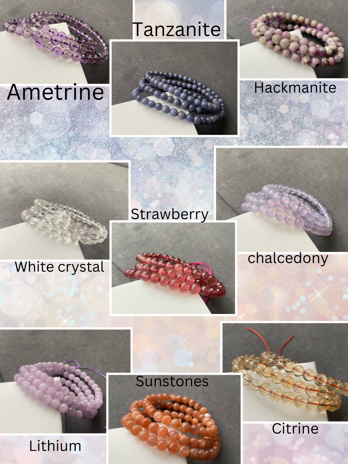 Natural Aquamarine gemstone 4 Layers design multiple gemstone you can pick Round bracelet Necklace